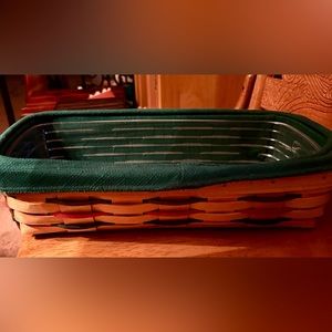 Longaberger 2001 14 Inch Bread Basket, green and red stripes